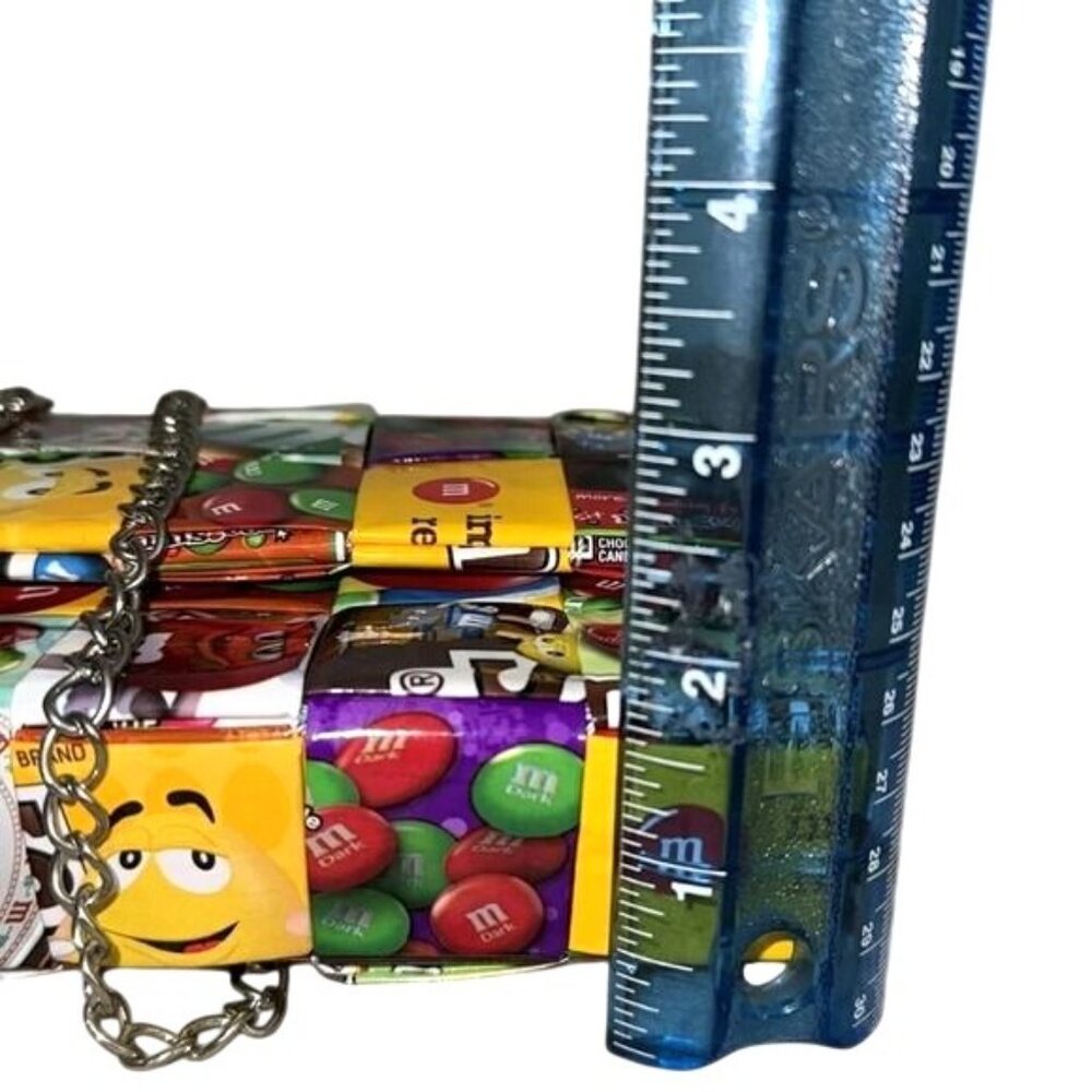 Handmade M&Ms Candy Wrapper Crossbody Bag With Chain Strap - Picture 7 of 10